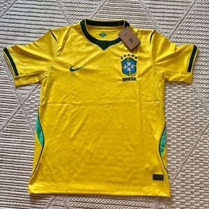 Nike Yellow Brazil Replica Soccer Shirt with Green Trim